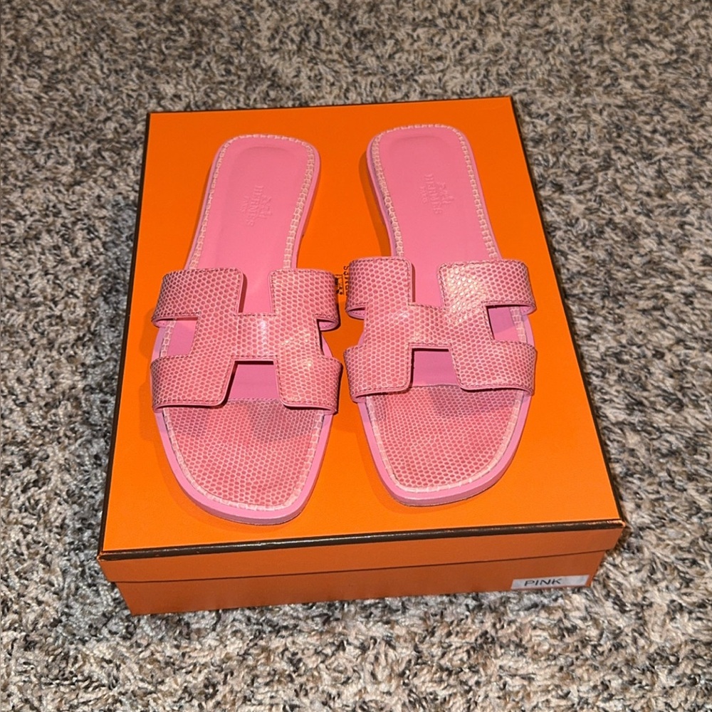 Hermes Oran Sandals (Java Lizard)